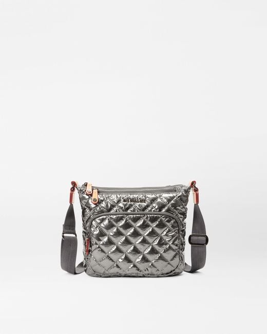 MZ Wallace White Pewter Metallic Metro Scout Crossbody Deluxe