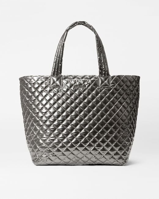 MZ Wallace Black Pewter Metallic Large Metro Tote Deluxe