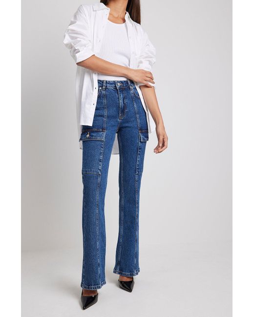 NA-KD Denim Handpicked x Organische gerade Jeans mit hoher Taille in Natur Damen Bekleidung Anzüge 