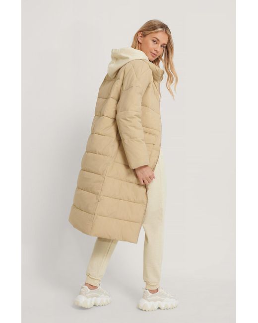 long padded coat beige
