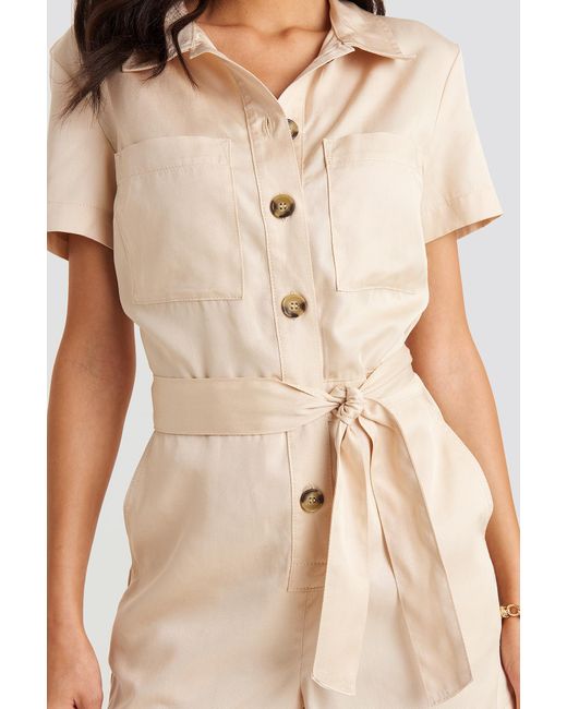 beige cargo playsuit