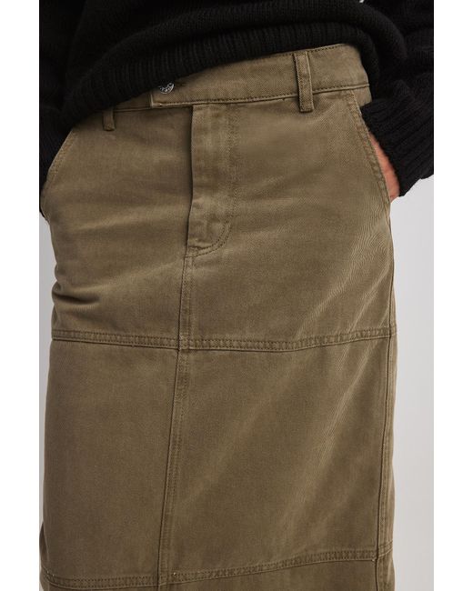 Belted Raw Detail Slant Pocket Denim Skirt | SHEIN