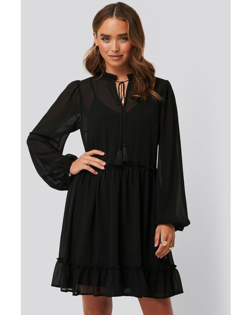 black long sleeve flowy dress