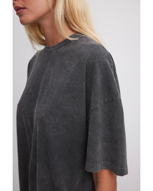 NA KD Oversized Acid Wash T shirt in Gray Lyst