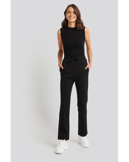 NA-KD Black Front Seam Detail Straight Leg Jogger, Plain Pattern - Lyst