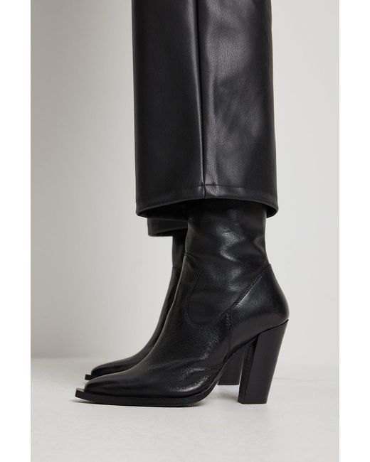 NA-KD Black Slanted Heel Western Boots | Lyst