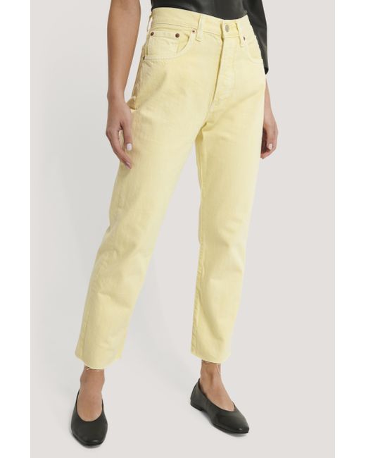 Mango Denim Yellow Havana Jeans | Lyst