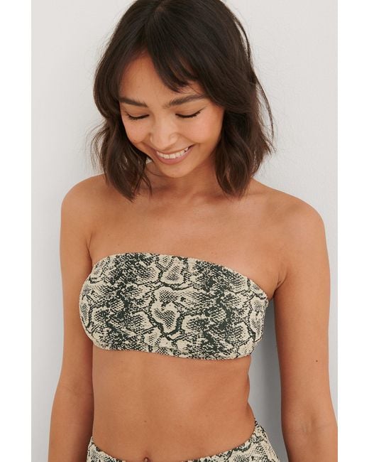 NA-KD Synthetic Beige Structured Snake Bandeau Bikini Top in Natural - Lyst