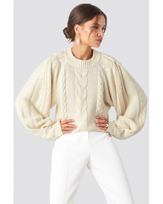 NA-KD White Chunky Cable Knitted Sweater | Lyst
