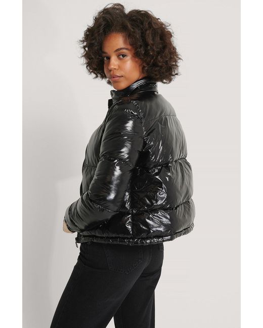 black shiny down coat