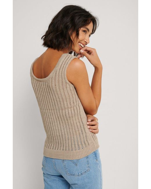 Knit beige ribbed singlet Clearance