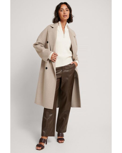 Mango Beige Picarol Coat in Natural | Lyst