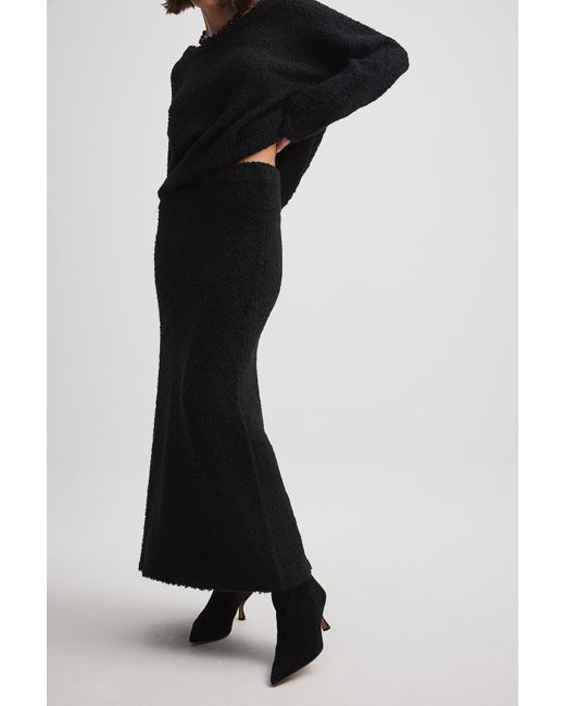 NA-KD Knitted Maxi Skirt in het Black