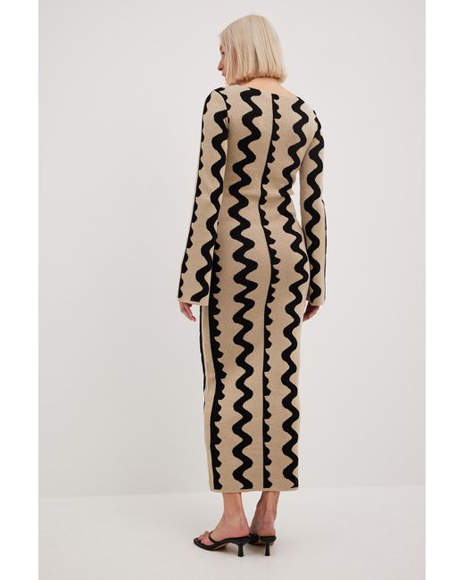 NA-KD Multicolor Wide Sleeve Knitted Maxi Dress in Brown | Lyst