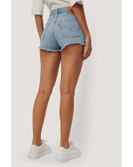 501 high rise shorts blue