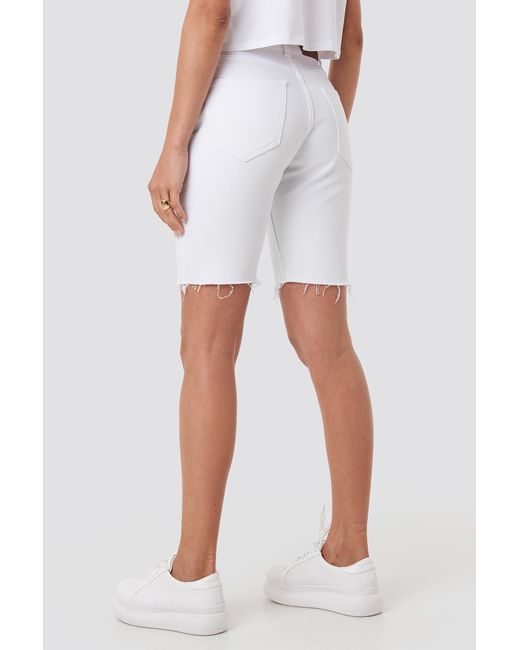 white denim cycling shorts