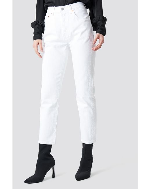 Levi's Denim 501 Crop Jeans White | Lyst