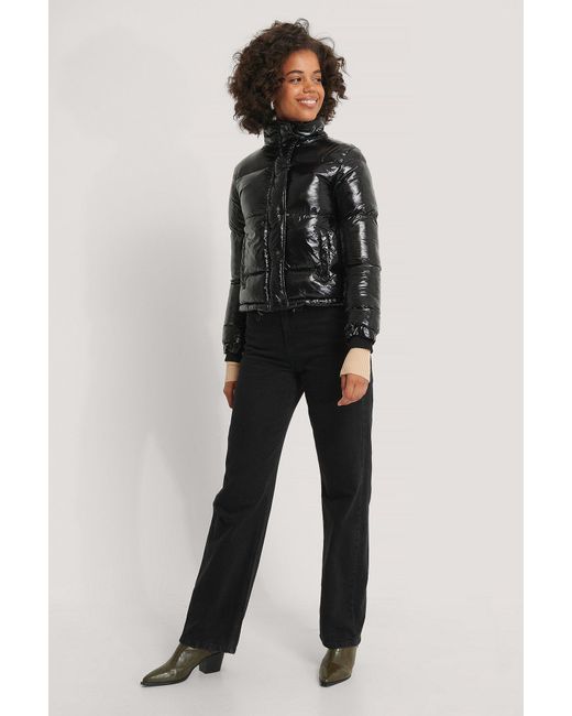 black shiny down coat