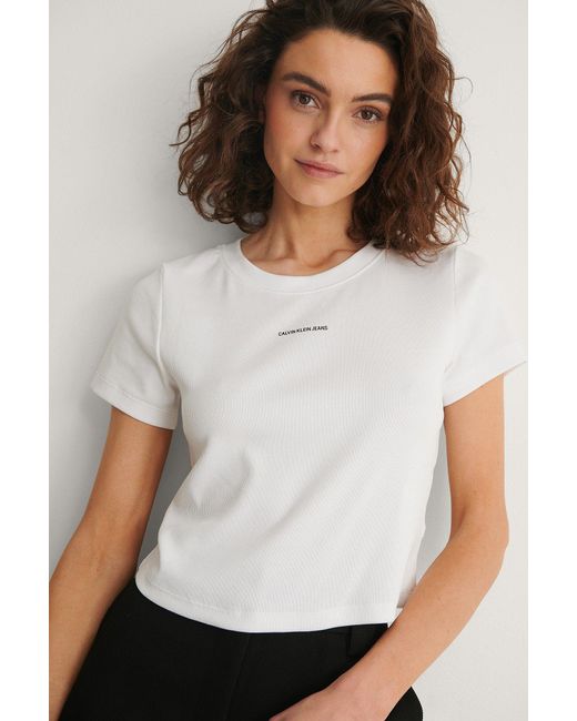 calvin klein white crop top