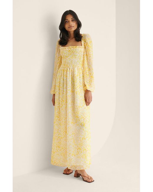 NA-KD Synthetic Yellow Recycled Smocked 