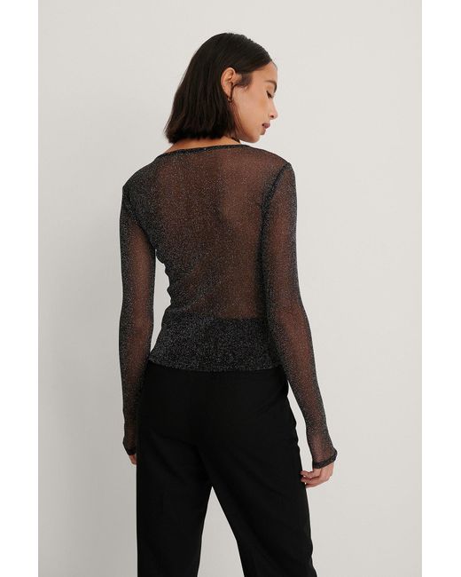 black glitter mesh top