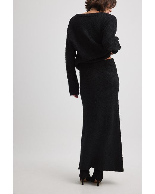 NA-KD Knitted Maxi Skirt in het Black