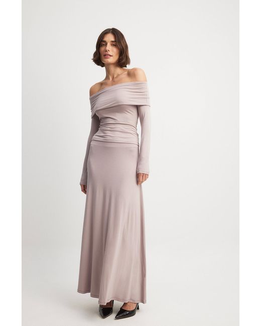 NA-KD Pink Soft Line Flowy Maxi Skirt in Gray | Lyst