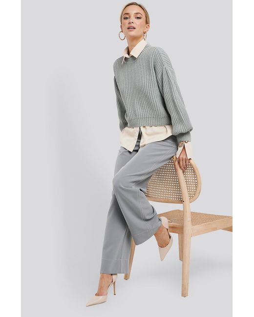 balloon sleeve round neck sweater