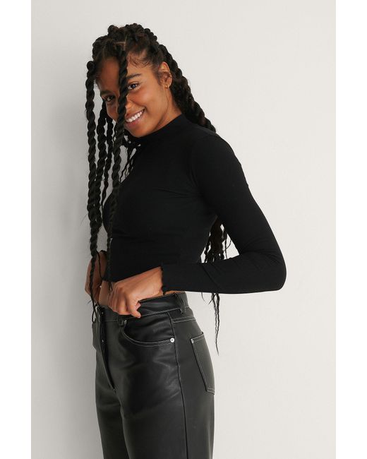 plain black high neck top