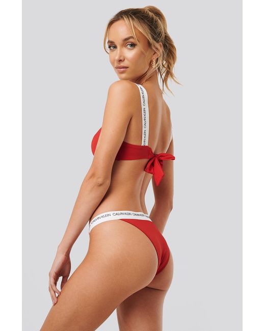 Calvin Klein Synthetic Red Cheeky Bikini Bottom - Save 13% - Lyst