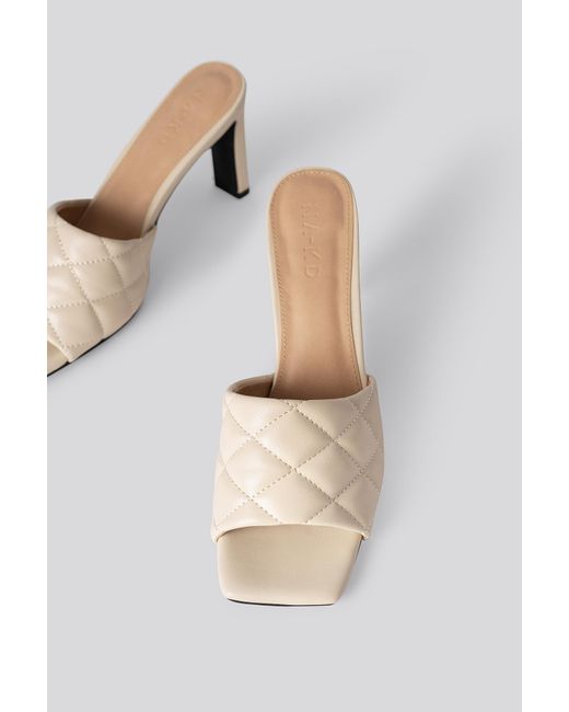 NA-KD Rubber Quilted Heeled Mules Beige 