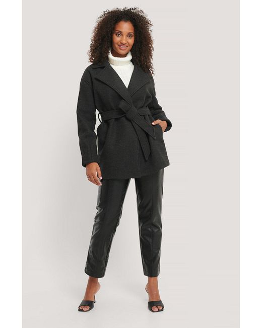 wool blend belted jacket