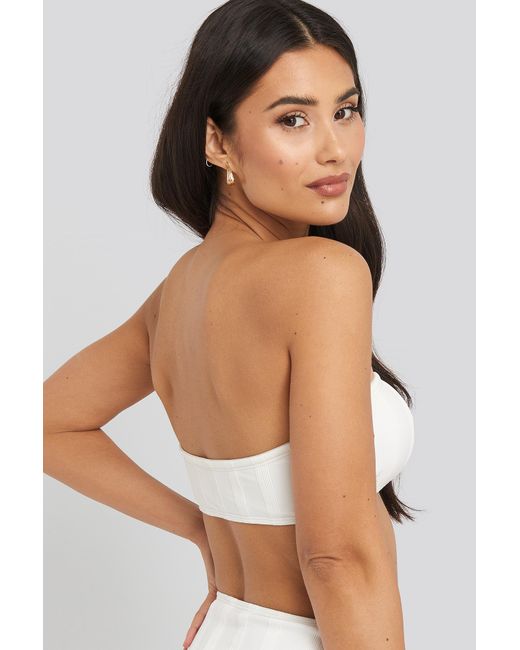 NA-KD Synthetic Wide Ribbed Bandeau Top White - Save 56% - Lyst