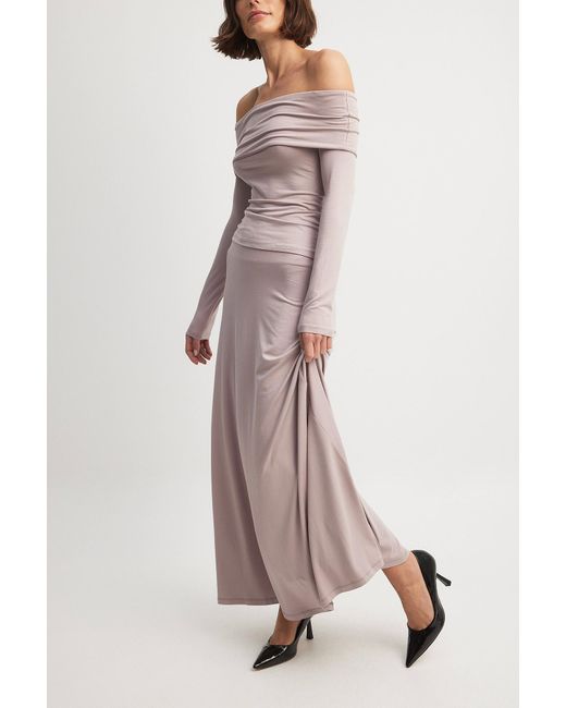 NA-KD Pink Soft Line Flowy Maxi Skirt in Gray | Lyst