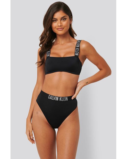 Calvin Klein Synthetic Black High Waist Cheeky Bikini | Lyst