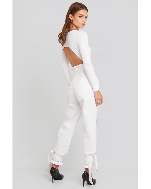 white paperbag jeans