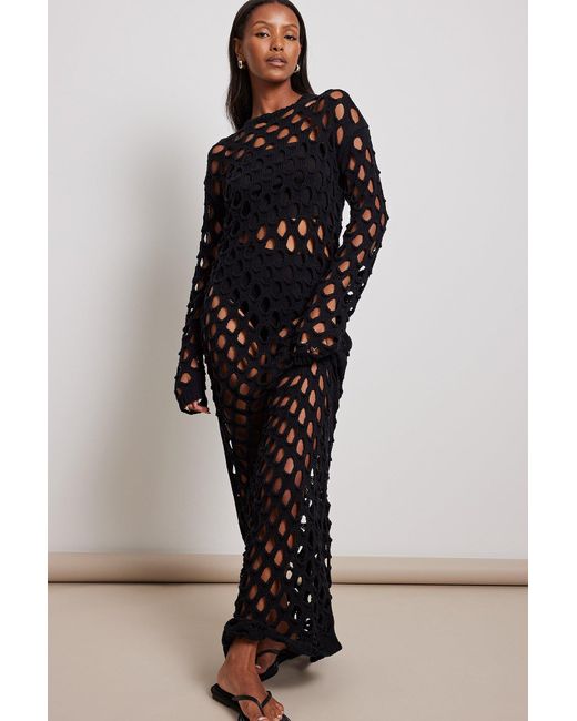 NA-KD Black Hole Knitted Maxi Dress | Lyst