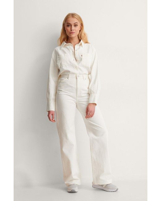 Cotton White Zoey Pleat Utility Shirt 