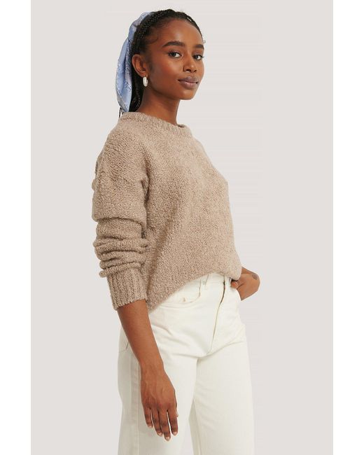 NA-KD Synthetic Beige Structured Knitted Sweater in Light Beige (Natural) -  Lyst