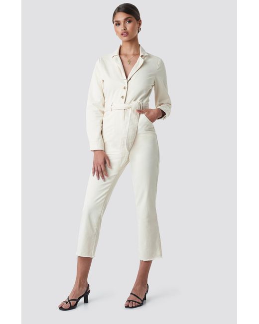 denim jumpsuit white