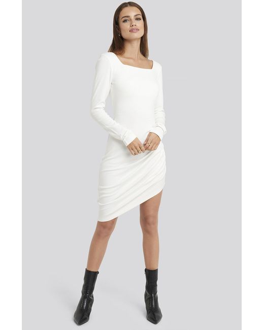 white long sleeve jersey dress