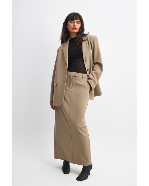 NA-KD Natural Tailored Maxi Skirt