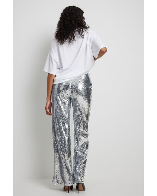 NA-KD Sequin Trousers in Gray | Lyst