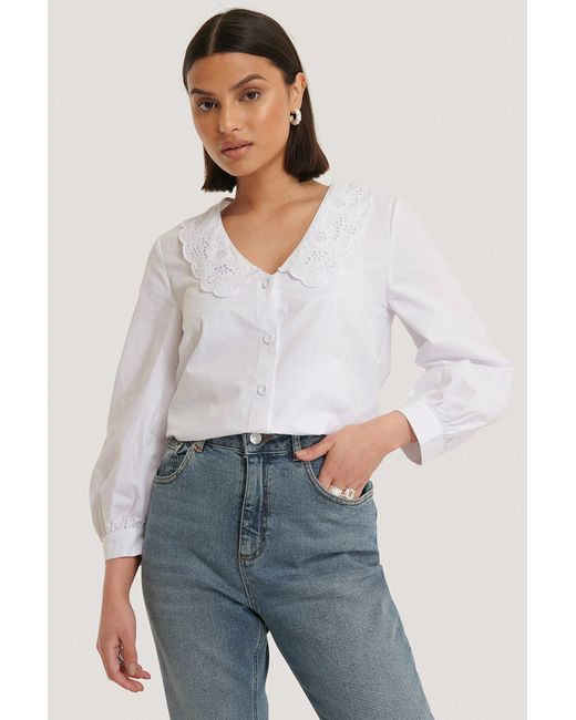 Mango Lace White Bebe Blouse Lyst Mango Lace White Bebe Blouse Lyst