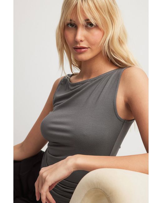 NA-KD Soft Line Sleeveless Top in Gray | Lyst