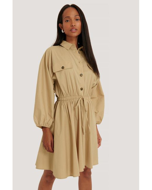 NA-KD Cotton Beige Elastic Waist Long 
