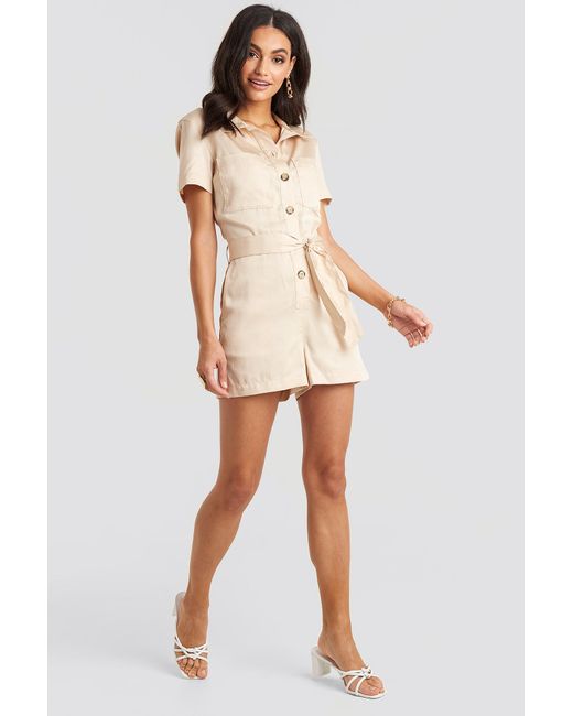 beige cargo playsuit