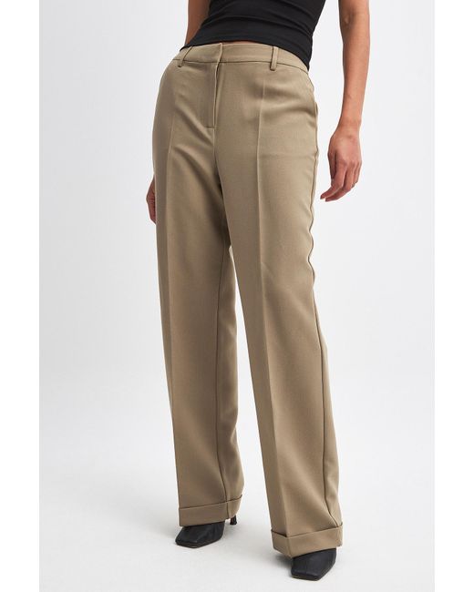 NA-KD Natural Tailored Mid Waist Suit Pants