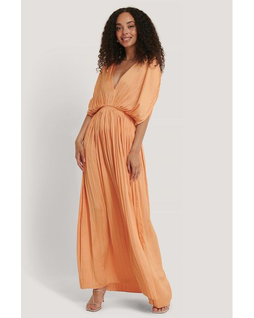Mango Synthetic Orange Plisi Dress Lyst