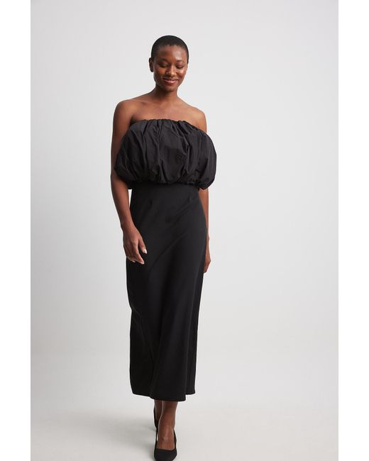 NA KD Puff Top Fitted Maxi Dress in Gray Lyst
